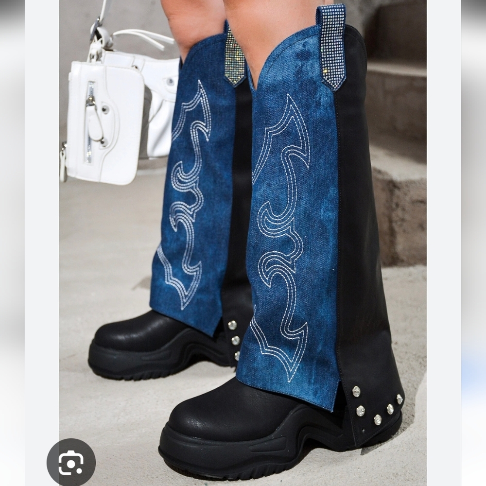 Cape Robbin Blue and Black Combat Boots